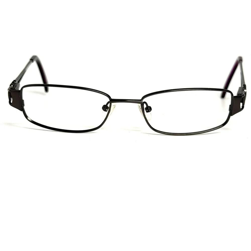 Gunmetal Metal Rectangular Eyeglass Frames Rhinestone Temple Details 51-17-135